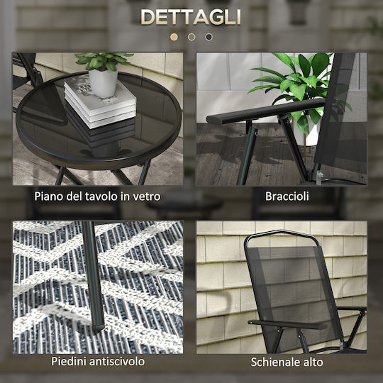 Outsunny Garten- und Outdoor-Möbelsets Wohnzimmer Typsatz 3 Stück Schwarz