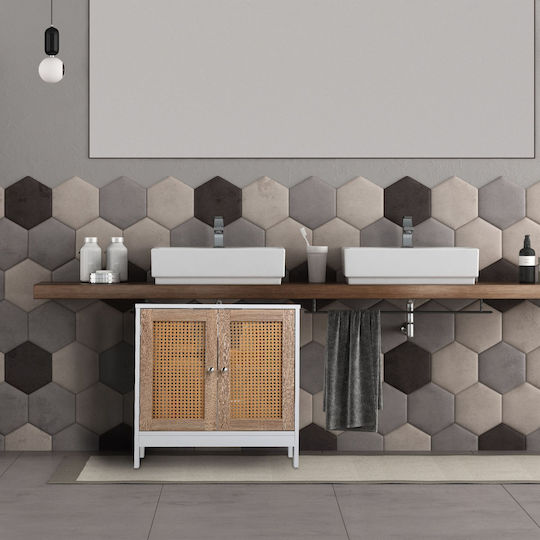 Relaxdays Badezimmer Waschtisch-Einheiten Ohne Waschbecken mit Licht M60xB30xH61.5cm Weiß/Hellbraun Relaxdays Badezimmer Waschtisch-Einheiten Ohne Waschbecken mit Licht M60xB30xH61.5cm Weiß/Hellbraun
