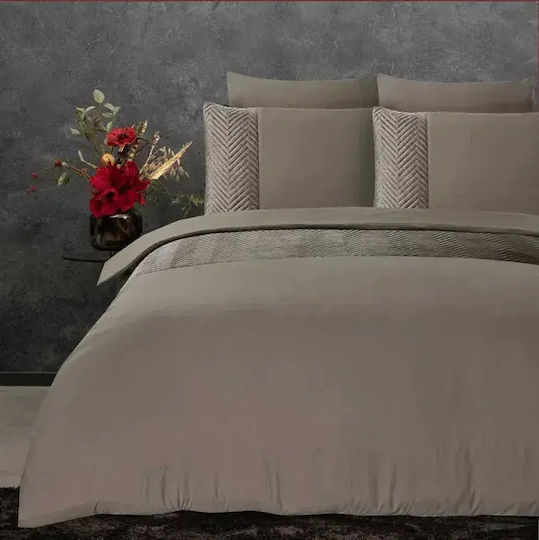 Sleep Time Σετ Παπλωματοθήκη 140x200cm Μονή με Μαξιλαροθήκη Taupe