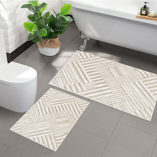 SteweHome Неслизаща Подредба Бански Килими STE-029686-P29686 Бежови 60x100см 2 Бройки