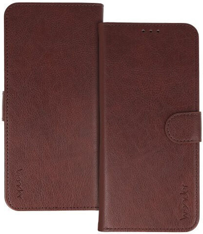 Wonder Common Universal Book Case Size L For iPhone 6 Plus 7 Plus 8 Plus Xs Max 11 Pro Max Samsung S20 FE S21 FE S10 Plus A10 A32 A54 Xiaomi 12 Lite Huawei P30 Pro Brown Mobile Phone Case