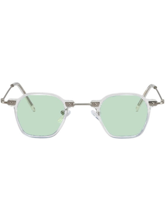 Explicit Poets Logan Unisex Sunglasses With Silver Metallic Frame And Transparent Lens 43EP4