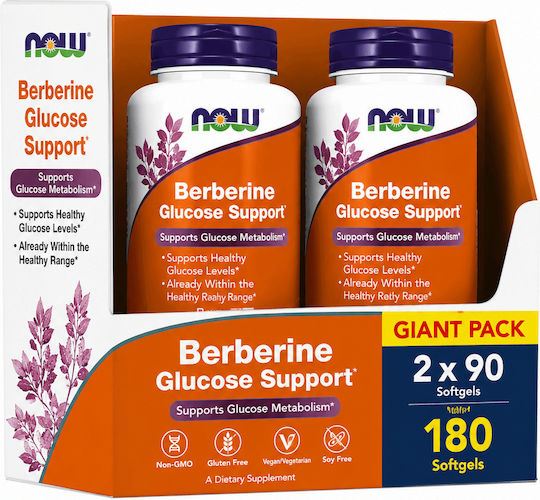 Now Foods Glucose Support с Берберин 180 меки капсули