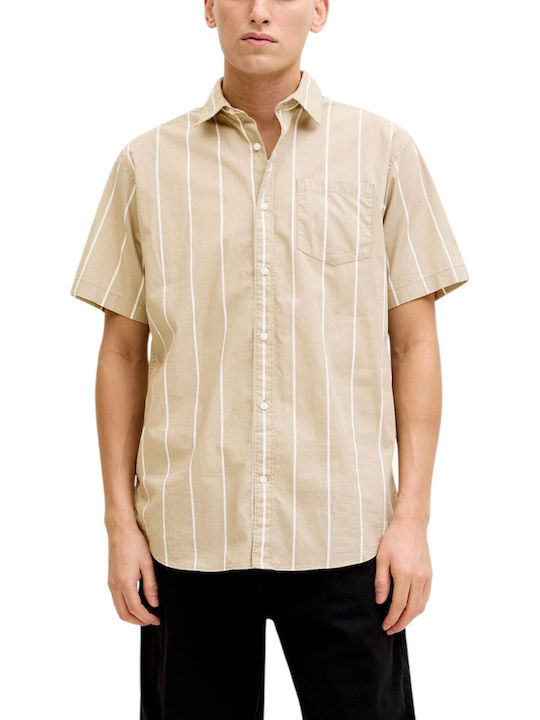Jack & Jones Cămașă Cu Mâneca Scurtă Bej