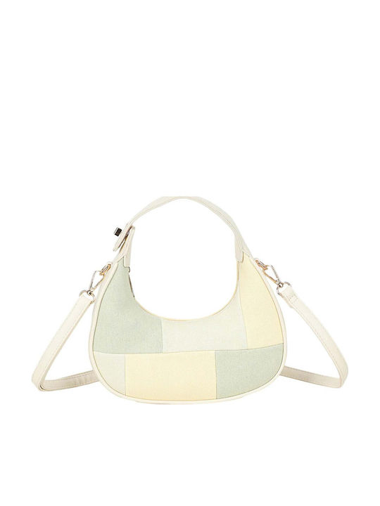 Gallantry Hobo Handbag Women In Patchwork Denim Shoulder Bag Strap Beige