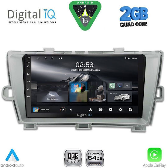 Digital IQ Sistem Audio Auto Pentru Toyota Prius 2009-2015 Bluetooth USB Wi-Fi GPS Apple CarPlay Android Auto Cu Ecran Tactil 9"