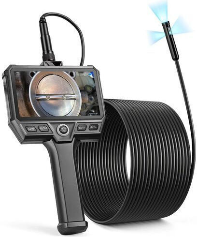 Cameră Endoscopică Industrială Triplu Obiectiv Zoom 8x Ecran Hd Ips 5" Lentilă Subțire 8 Mm Ip67 Cablu Ultra-rigid 10 M