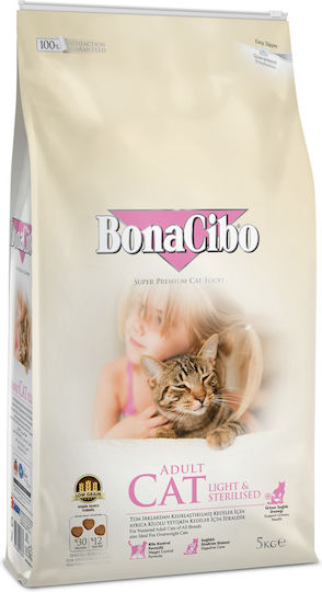 Bonacibo Light & Стерилизирана Суха Храна За Възрастни Котки Пълноценна Храна За Възрастни Кастрирани Затлъстели Котки 5 Кг