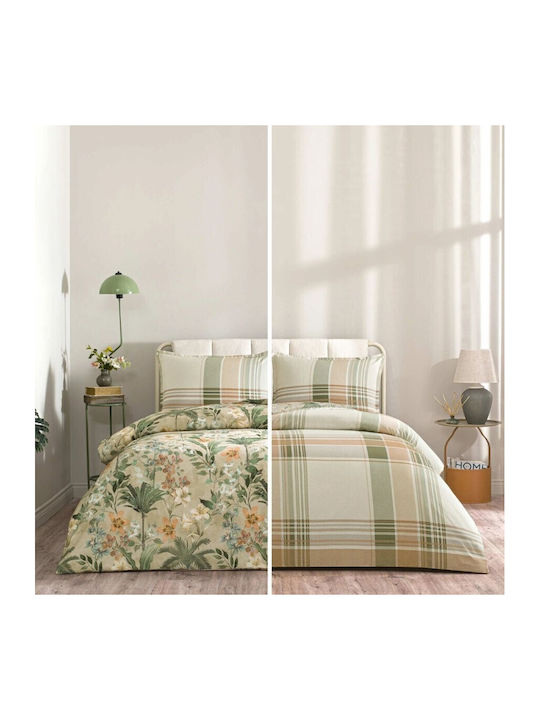 Tac Set Huse Pentru Pilote 100% Bumbac 200x220cm Dublu Cu 2 Fețe De Pernă & 1 Cearceaf Floral/Geometric