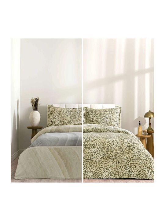 Tac Set Huse Pentru Pilote 100% Bumbac 200x220cm Dublu Cu 2 Fețe De Pernă & 1 Cearceaf Animal Print/geometric