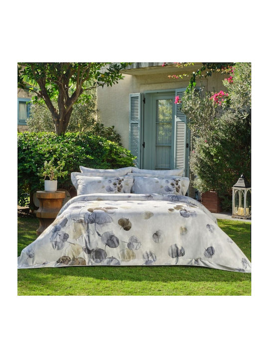 Tac Σετ Παπλωματοθήκη 200x220cm Διπλή με 4 Μαξιλαροθήκες & 1 Σεντόνι Leaf Pattern