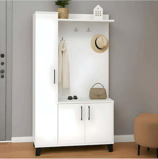 Mobilier Hol cu Suport pentru Haine Alb 90x34x184cm