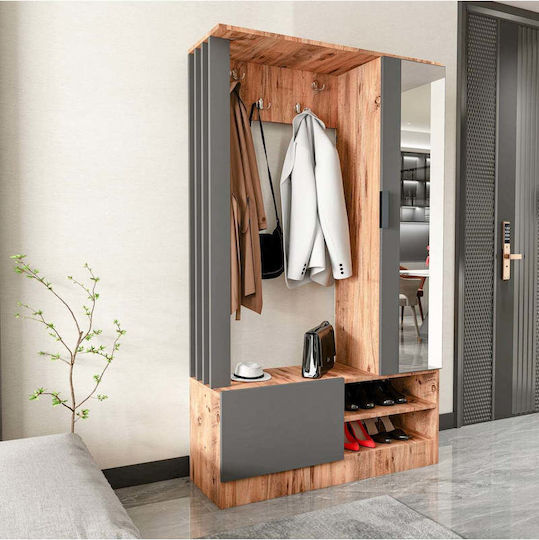 Mobilier Hol cu Oglindă și Suport pentru Haine Portocaliu 110x35x185cm