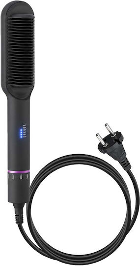 Avizar Straightening Hot Brush Ceramic Adjustable Anti-scald Comb Black