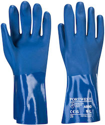 Portwest Αδιάβροχα Γάντια Εργασίας Μπλε PVC/Βαμ...