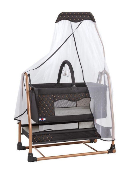 SteweHome Cradle with Mattress and Wheels Gray