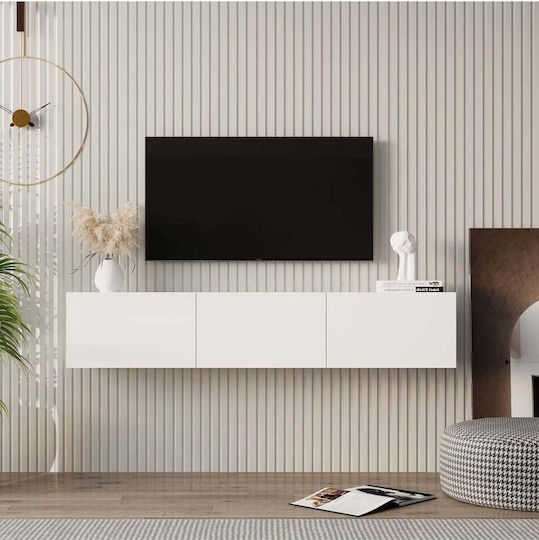 Стенен Телевизионен Мебел Бял 150x31x28см