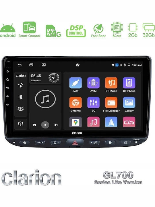 Clarion Gl700 Lite Series 8core Android Clarionos 2+32gb Fiat Punto Evo Navigation Multimedia Tablet 9" Carplay + Android Auto