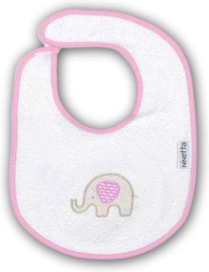 Ninetta Bebe Waterproof Plastic Baby Bib with Hoop & Loop Fastener Pink for 36 Months+