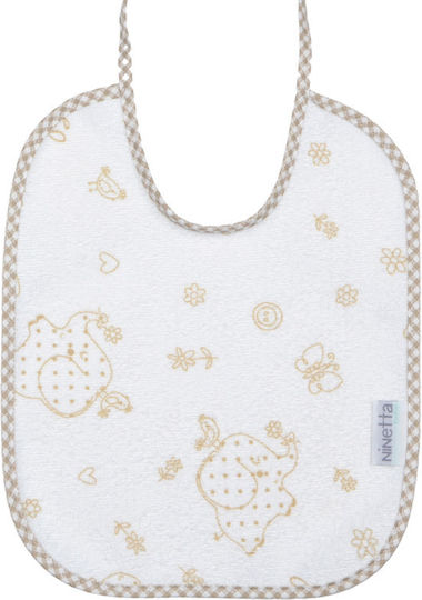 Ninetta Bebe Waterproof Plastic Baby Bib with Lace Band Beige