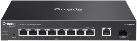 TP-LINK Omada ES210XPP-M2 Verwalteter L2 Power over Ethernet++ Schalter mit 8 Ethernet-Ports und 1 SFP-Port