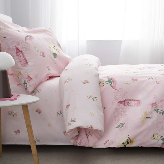 Vesta Home Set Cearceafuri Pentru Copii Single Bumbac Roz 170x260cm 3 Bucăți