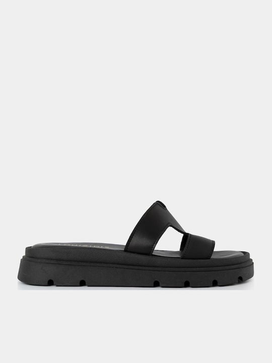 Leather Women's Flat Sandals Black