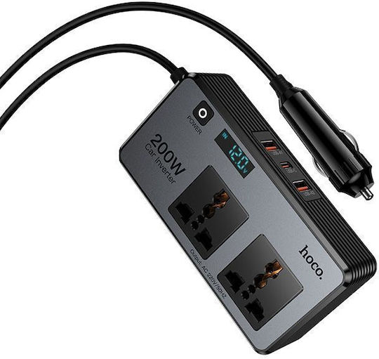 Hoco Z66 Φορτιστής Αυτοκινήτου 200W με Θύρες: 3xUSB-A Μαύρο Χρώμα