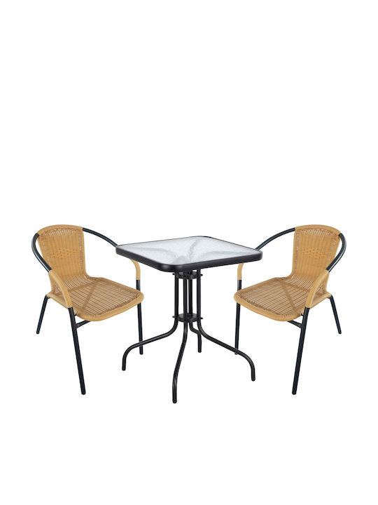 Set Dining de Exterior Mars 3 Piese Negru