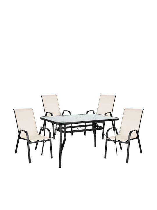 Set Dining Pentru Exterior Sun 5 Piese Negru