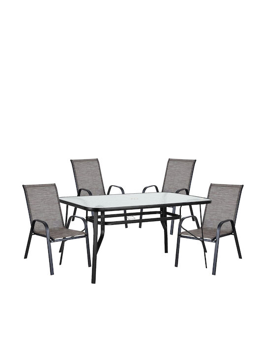 Set Dining Exterior Sun 5 Piese Negru