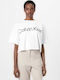 Logo Graphic Damen Oversized T-Shirt Weiß