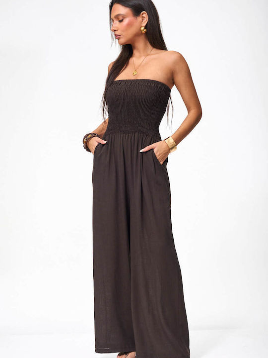 Decoro Γυναικεία Strapless Ολόσωμη Φόρμα Καφε Σ...