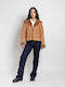 Kurzes Wildleder Damenjacke Für Winter Camel