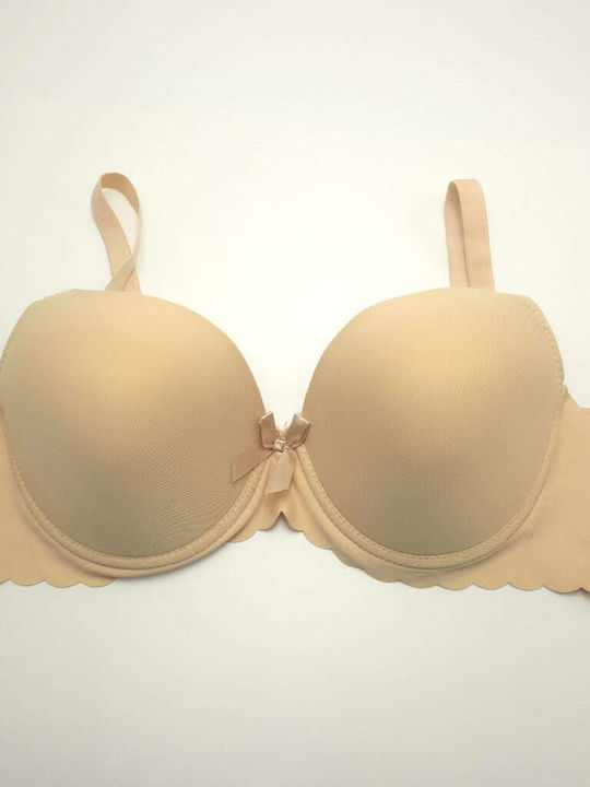 Medium Beige Push Up Bra With Underwire