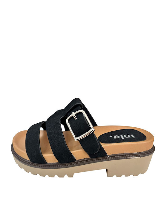 Inia Women's Anatomic Flatforms Sandals Black