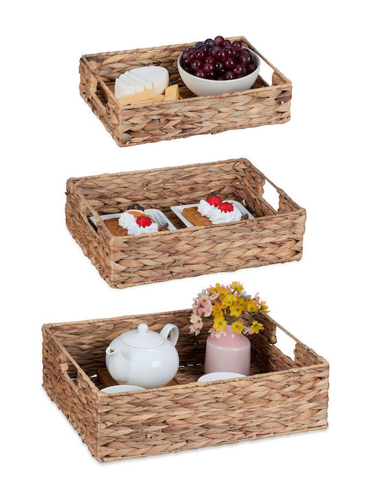 Relaxdays Set Dekorative Körbe Korbweide Beige 3 Stück