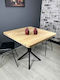 Roma Square Dining Table Metal Oak 80x80x73cm