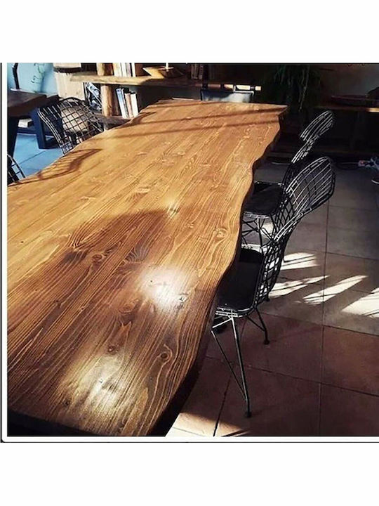 Extendable Dining Room Table Made of Solid Wood & Metal Brown 80x180cm