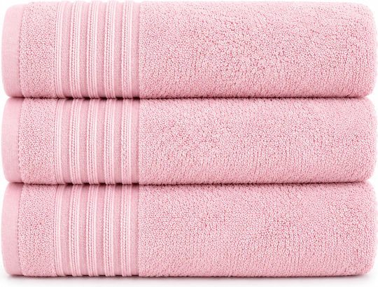 Xionoula Home Bath Towel Geo Geo Pink 3 Pieces Weight 500gsm