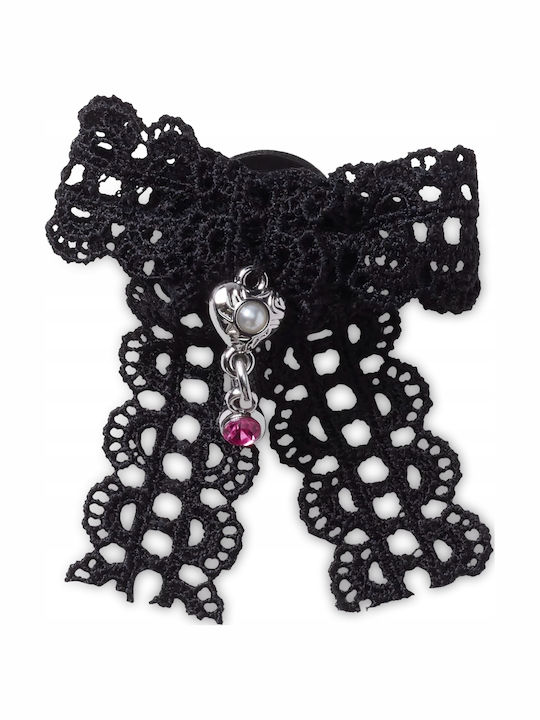 Crocs Jibbitz Black Lace Bow Silver Heart No Size Black Lace Bow Silver Heart