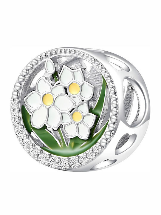 Pandora Charm Blume aus Silber mit Zirkon