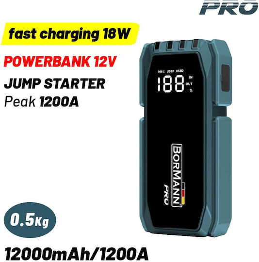 Bormann Pro BBC8530 Portable Car Battery Starter 12000mAh with Power Bank / USB 12V 18W
