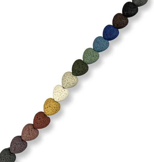 Lava Naturală Inimă Multicoloră 14x14mm – Orificiu 1.5mm – Șir 40cm 30 Bucăți