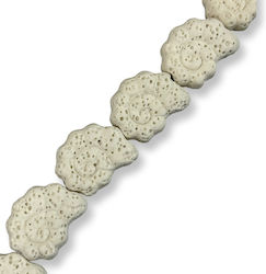 Natural Lava Snail White 17x14mm – Hole 2mm – Length 40 Cm 26 Pieces