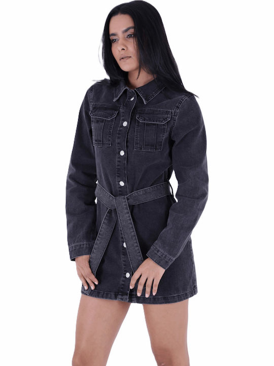 Rochie-Cămașă Denim Antracit