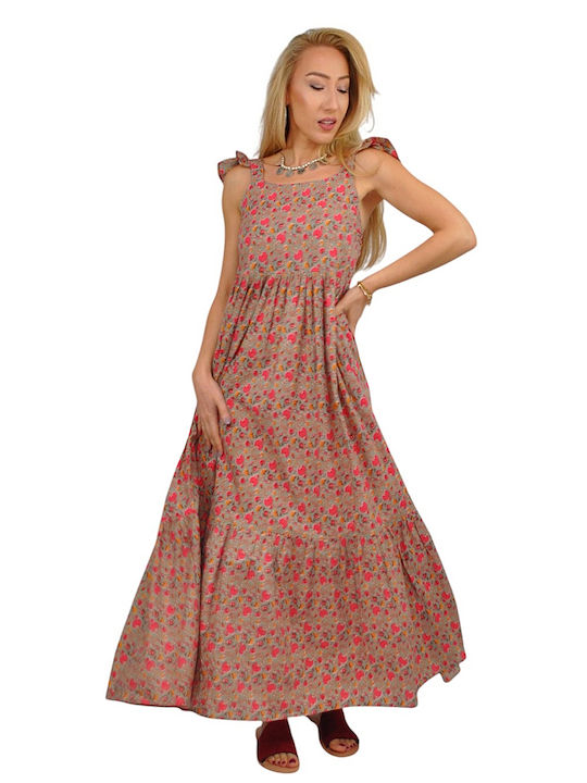 Summer Maxi Dress with Ruffles Floral