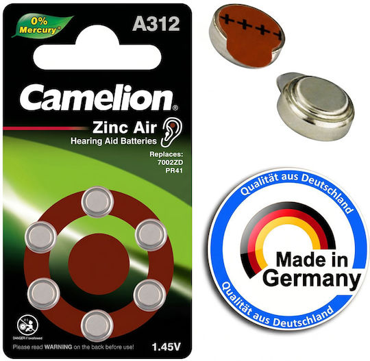 Camelion Α312-ΒΡ6 Μπαταρίες Ακουστικών Βαρηκοΐας 1.45V 6τμχ
