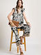Women's Black Set with Trousers with Rubber Band in Palazzo Fit