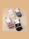 Women's Embroidered Striped Socks Mid-Calf Black